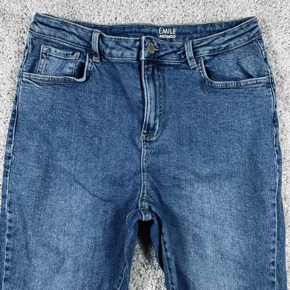 Emile Promod Womens High Rise Straight Leg Jeans‎ Medium Wash Blue Size UK 16
